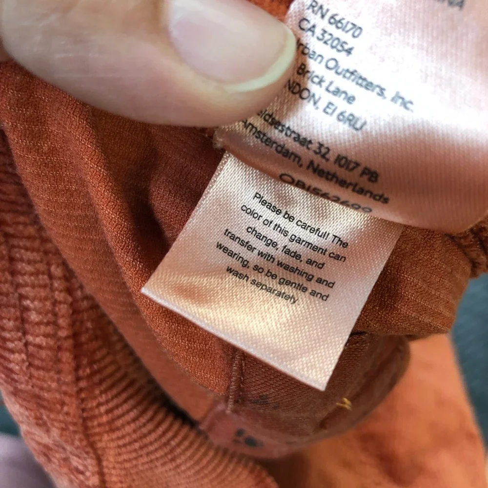 Anthropologie The Wanderer Overall Womens 28 Rust Orange Corduroy Distressed